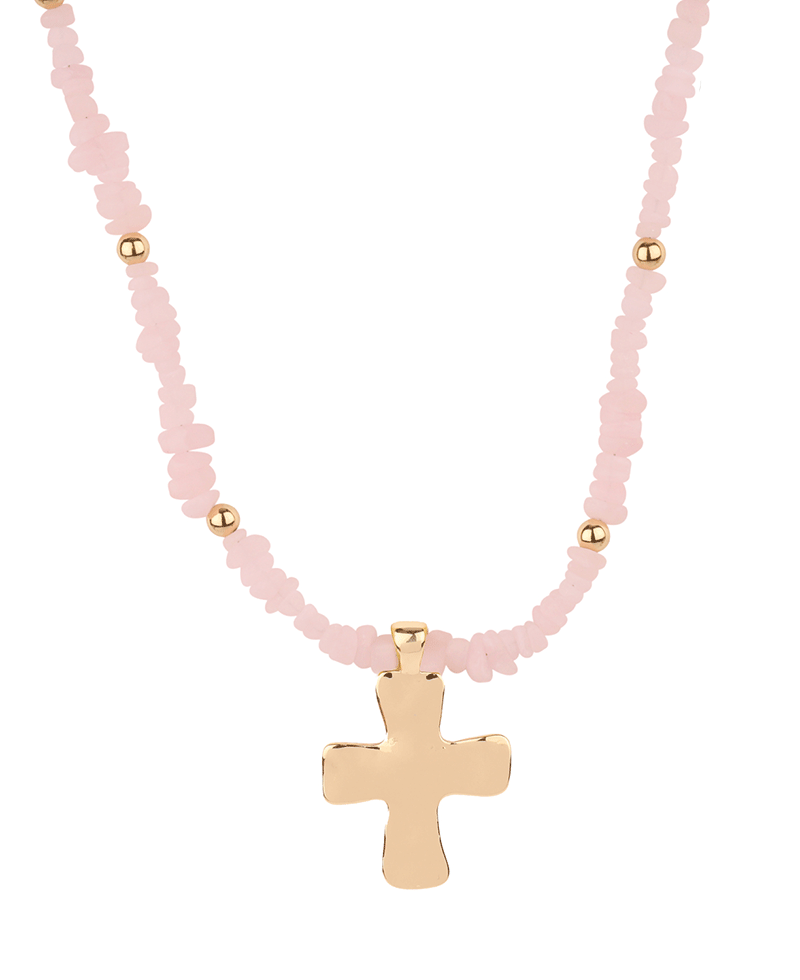 Cross Multi Bead Short Necklace - 18"