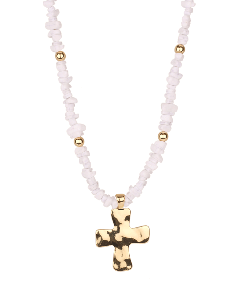 Cross Multi Bead Short Necklace - 18"