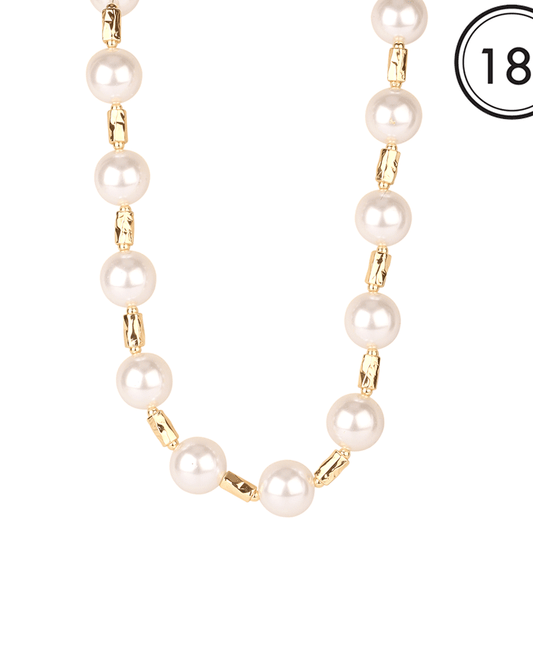Pearl & Bar Short Necklace - 18"
