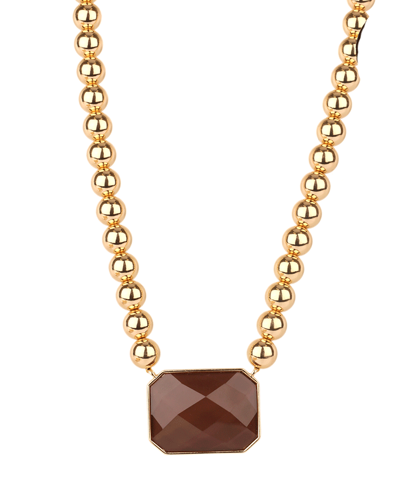 Epoxy Stone CCB Ball Necklace