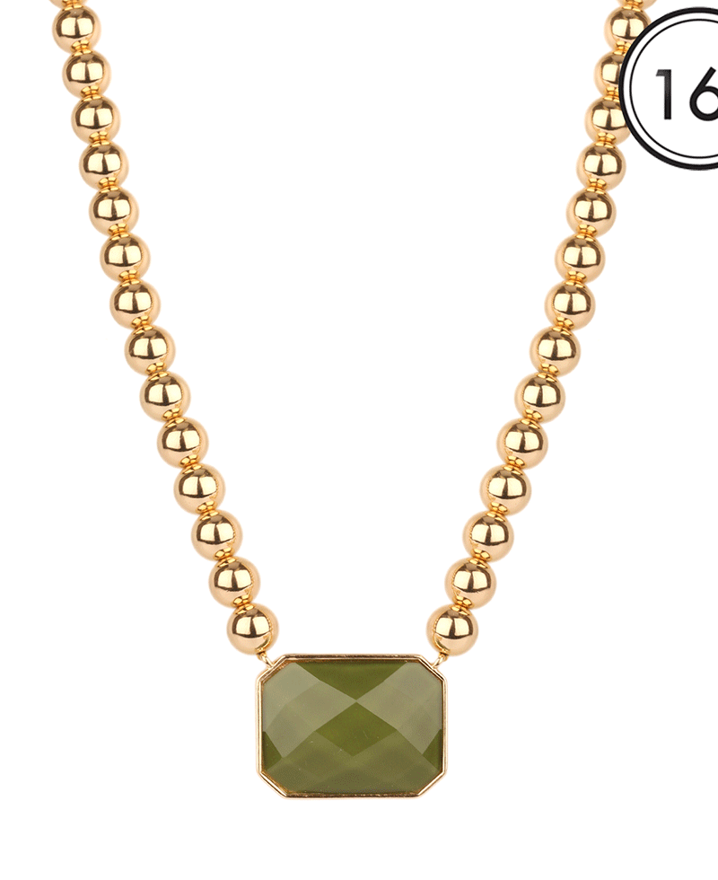 Epoxy Stone CCB Ball Necklace