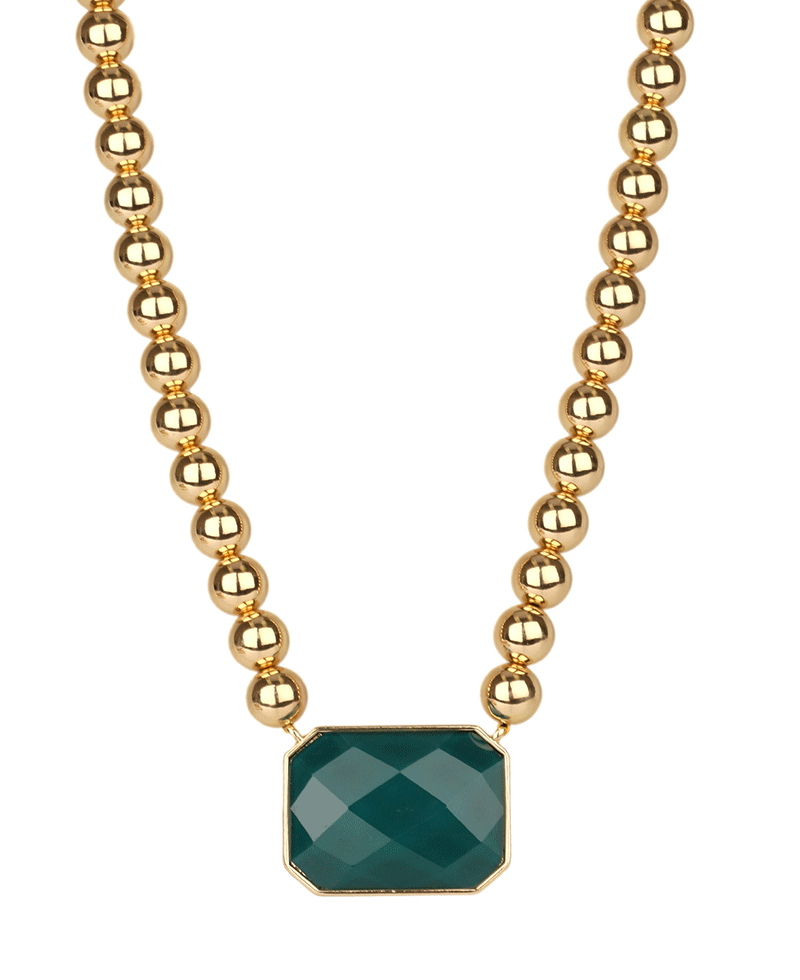 Epoxy Stone CCB Ball Necklace