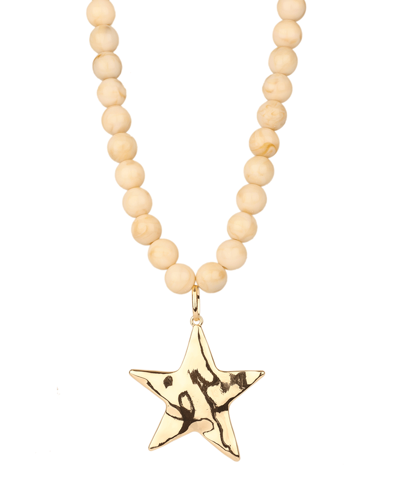 Metal Star Marble Necklace - 18"