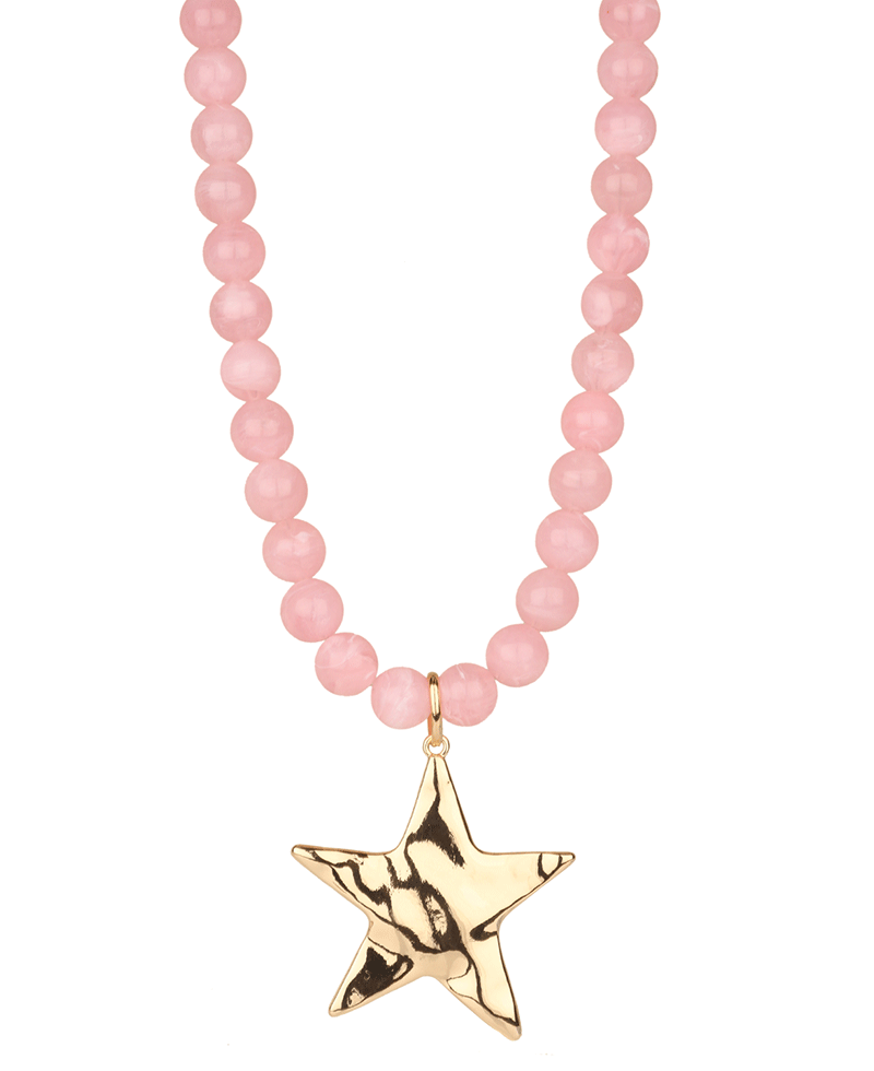 Metal Star Marble Necklace - 18"