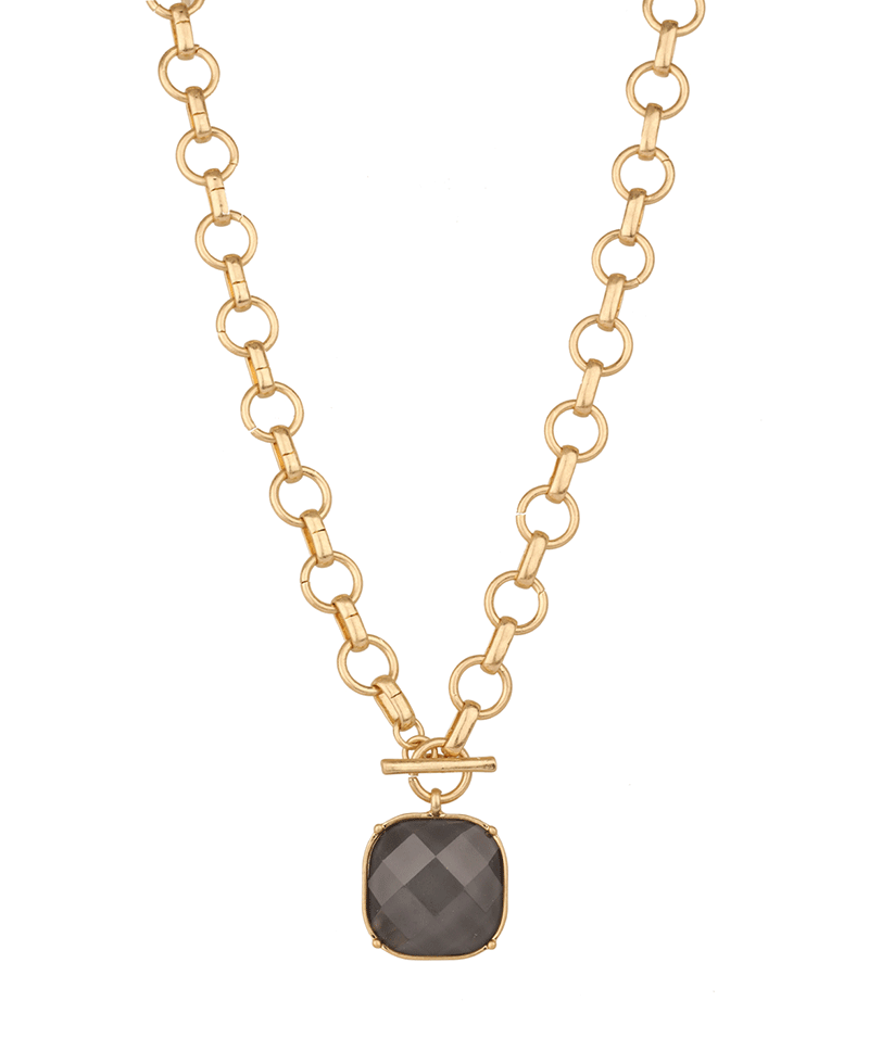 Epoxy Stone Chain Toggle Necklace