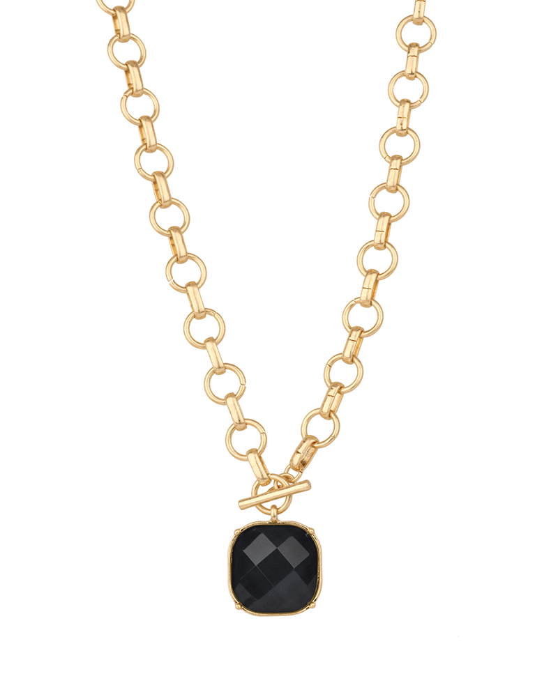 Epoxy Stone Chain Toggle Necklace