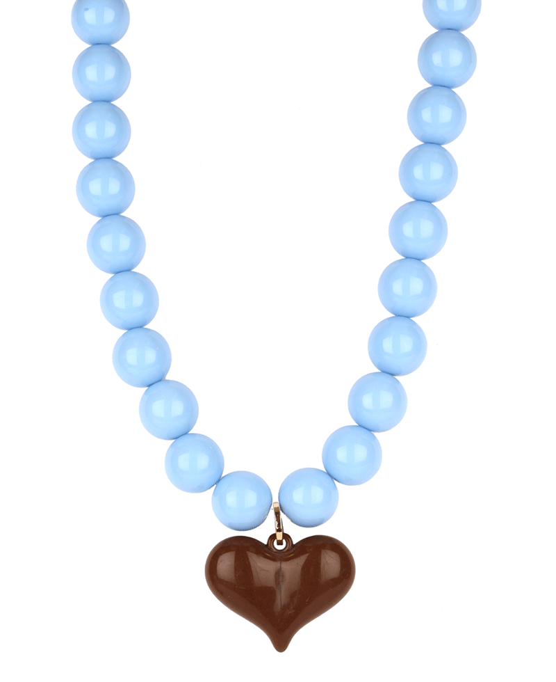 Plastic Bead w/ Heart Necklace - 18"