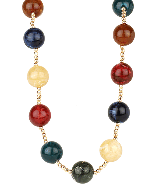 20mm Marble & CCB Magnetic Closure Necklace - 18"