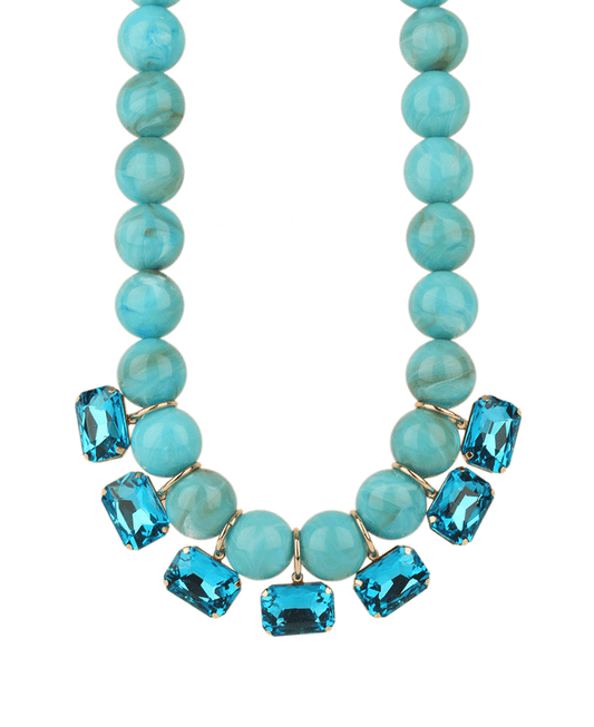 17mm Marble Beaded Statement Necklace - 18"