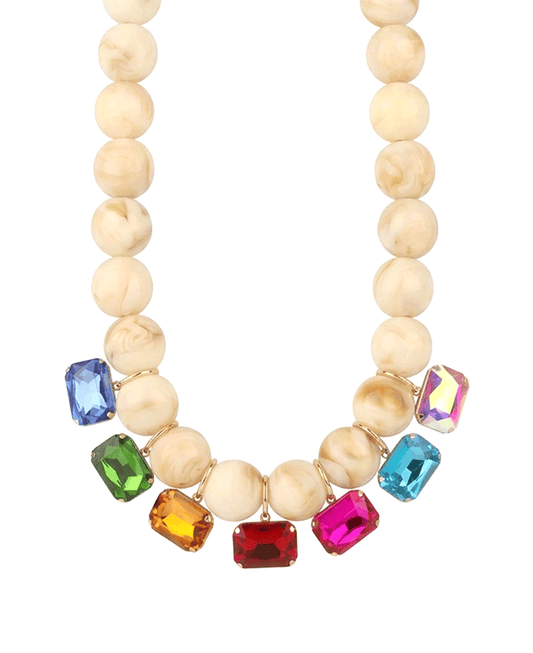 17mm Marble Beaded Statement Necklace - 18"