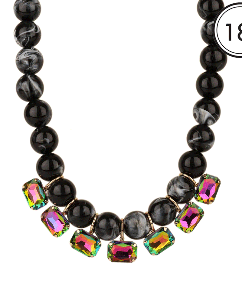 17mm Marble Beaded Statement Necklace - 18"