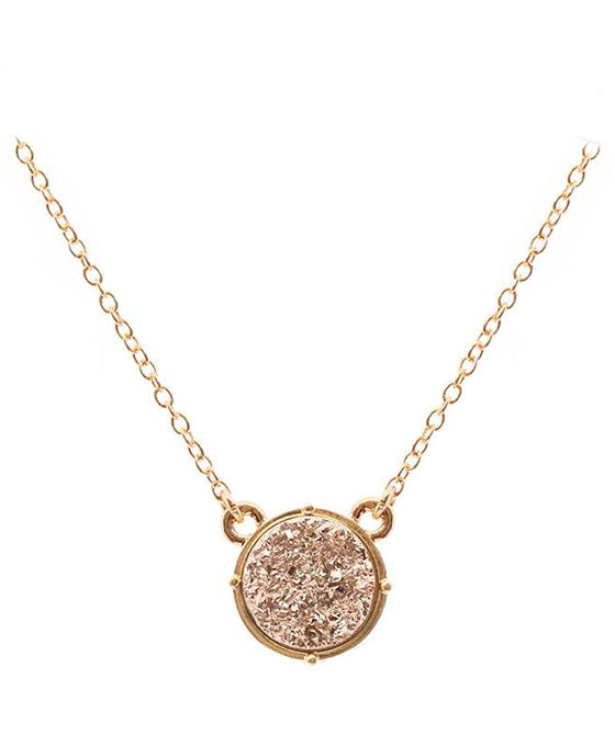 Druzy Round Pendant Necklace Set