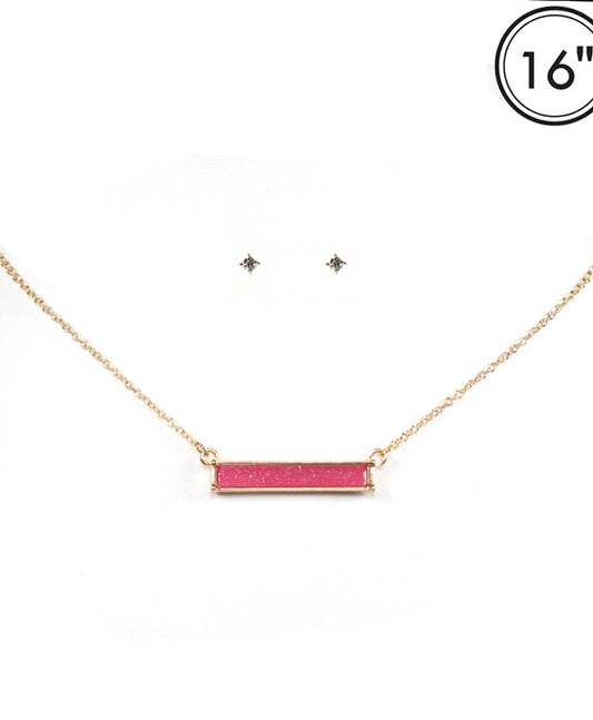 Druzy Bar Pendant Necklace Set