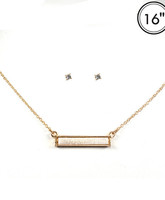 Druzy Bar Pendant Necklace Set