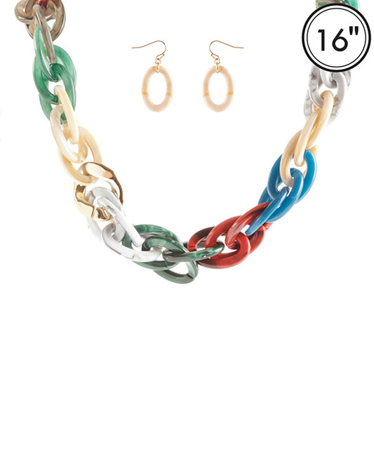 Acetate Link Necklace Set