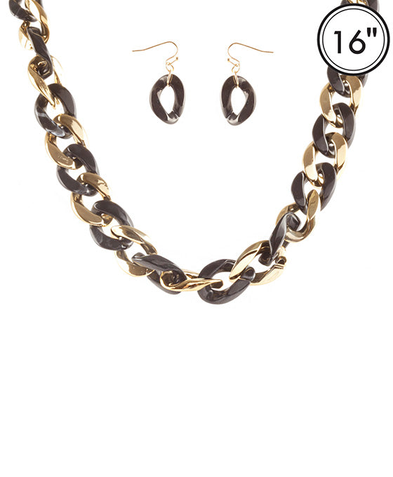 Acetate Metal Link Necklace Set