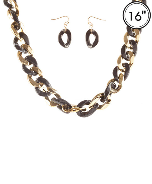 Acetate Metal Link Necklace Set