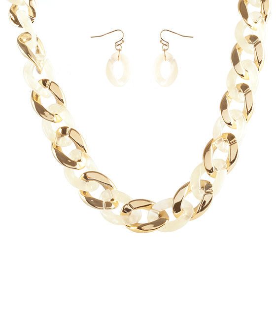 Acetate Metal Link Necklace Set