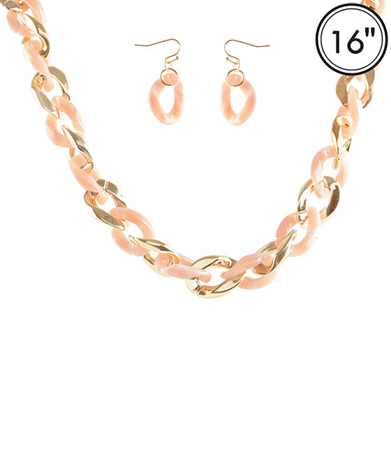 Acetate Metal Link Necklace Set