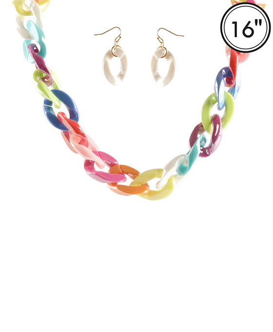 Acetate Link Necklace Set