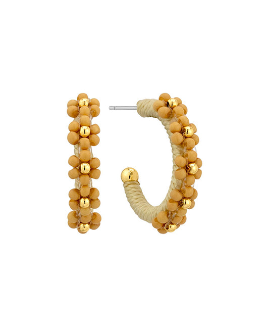 Thread w/ Seed Bead 23mm Hoop Earring