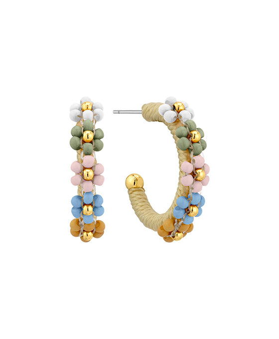 Thread w/ Seed Bead 23mm Hoop Earring