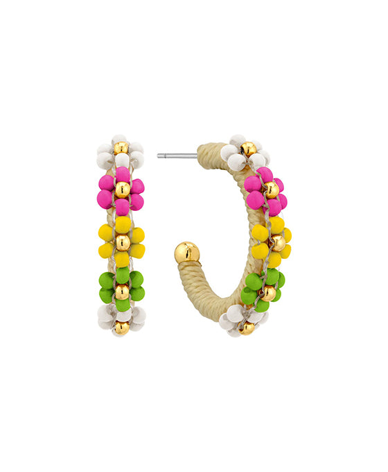 Thread w/ Seed Bead 23mm Hoop Earring