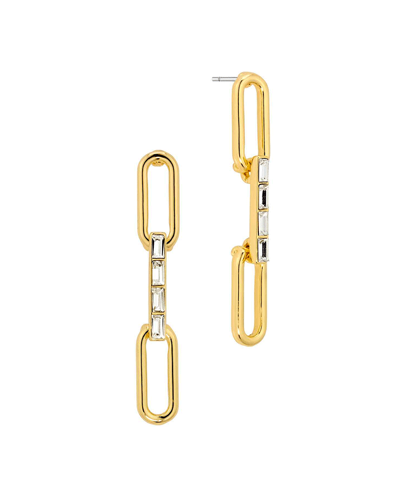 Pave Baguette Drop Post Earring