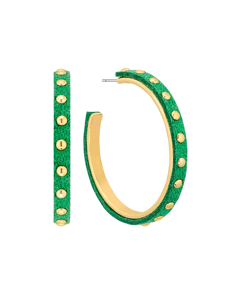 Metal w/ Leather 45mm Hoop Earring