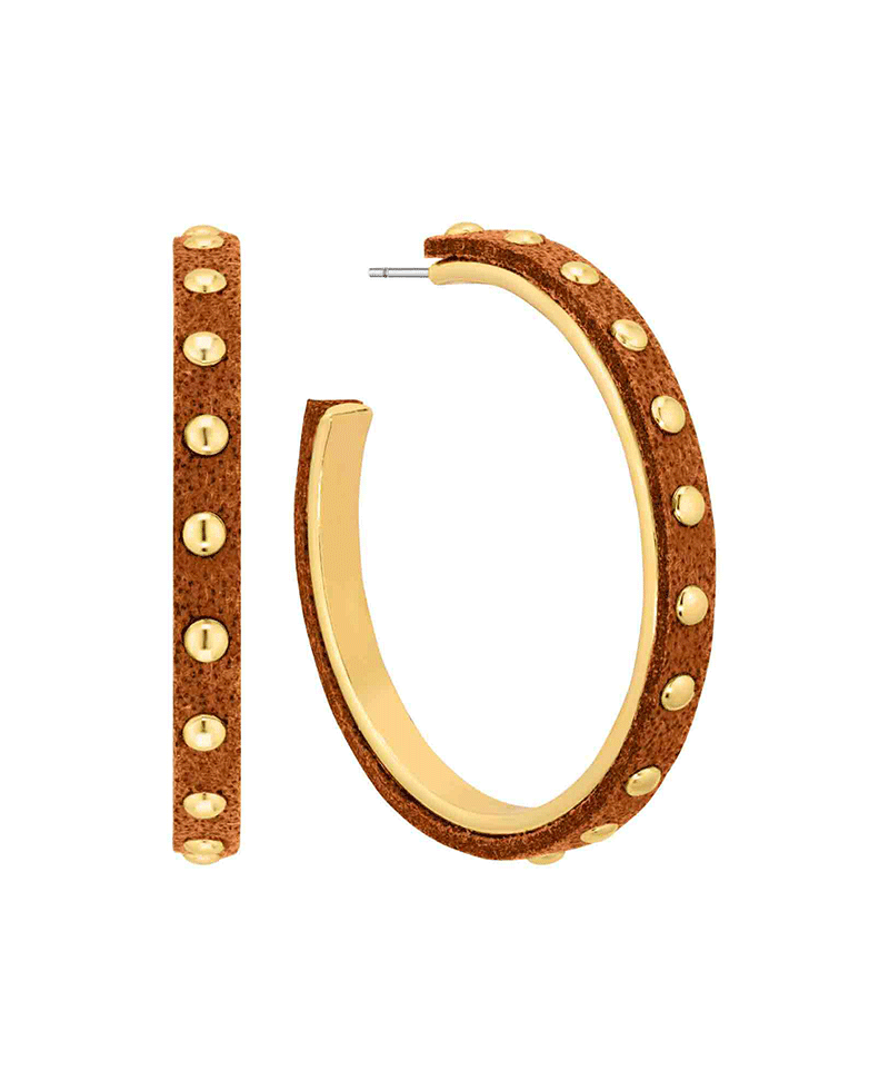 Metal w/ Leather 45mm Hoop Earring