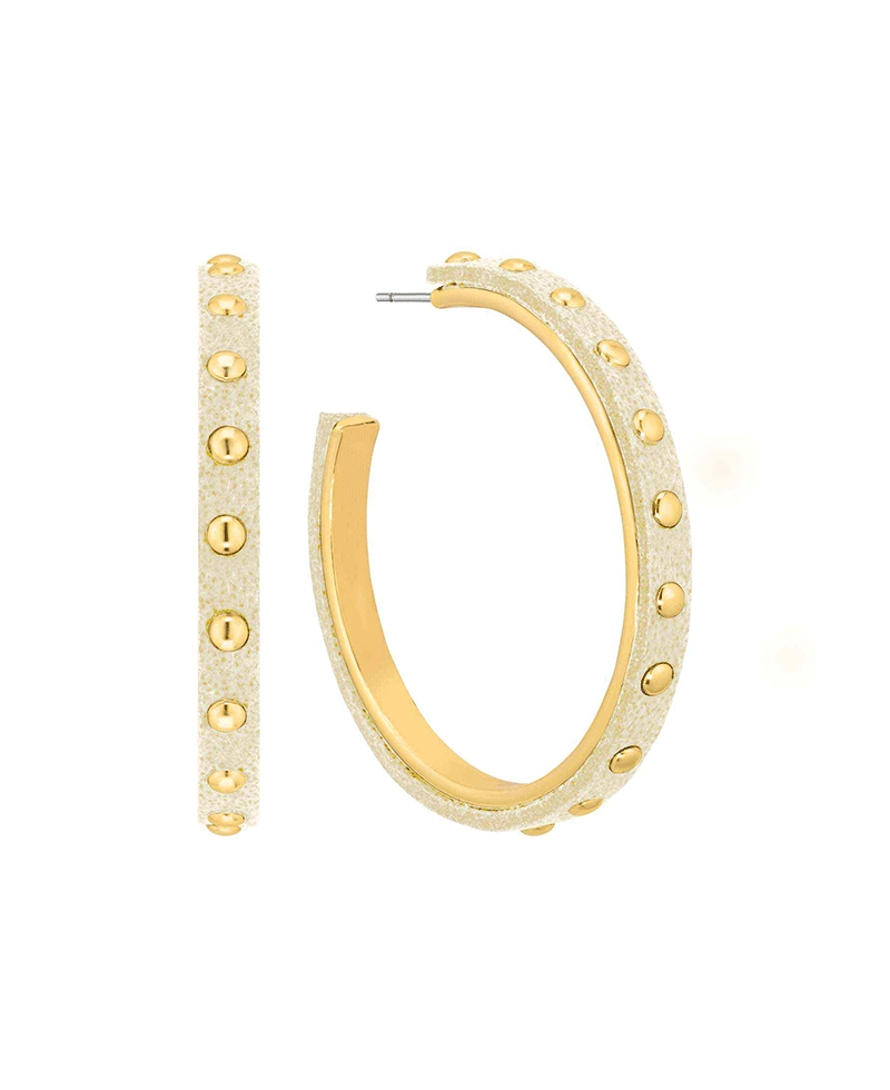 Metal w/ Leather 45mm Hoop Earring