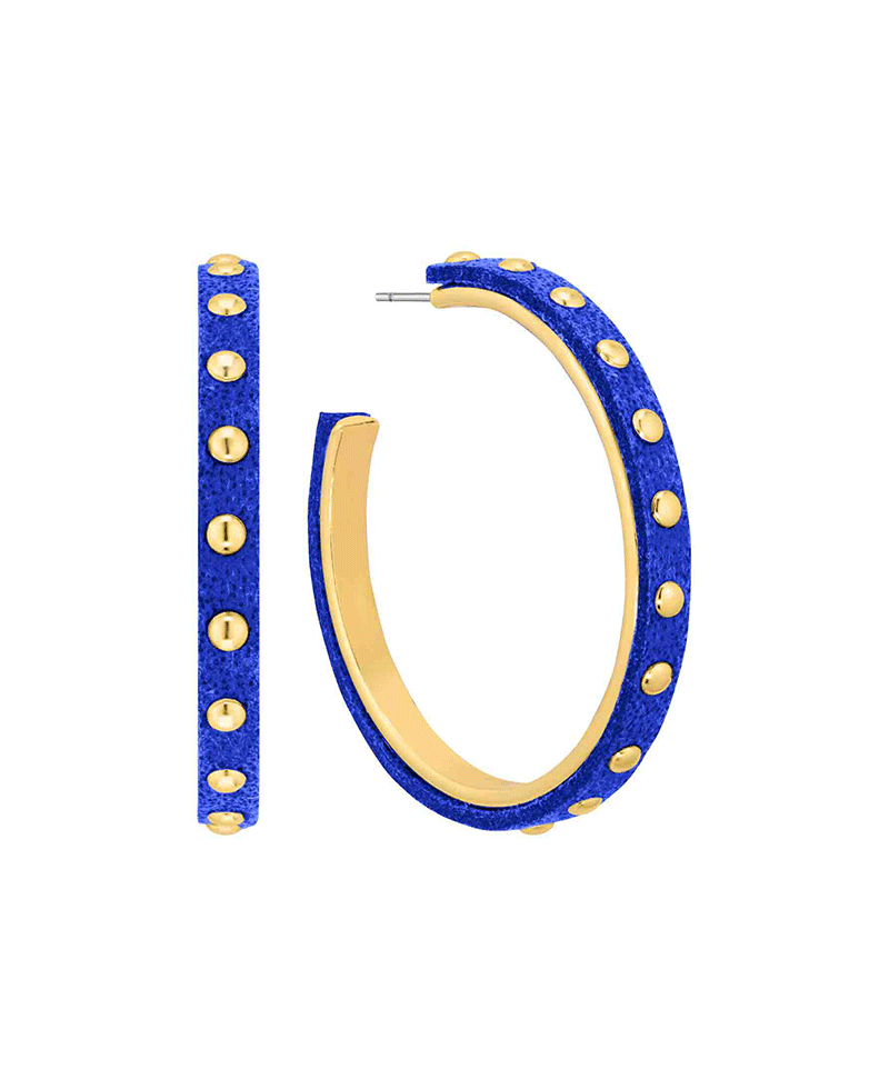 Metal w/ Leather 45mm Hoop Earring