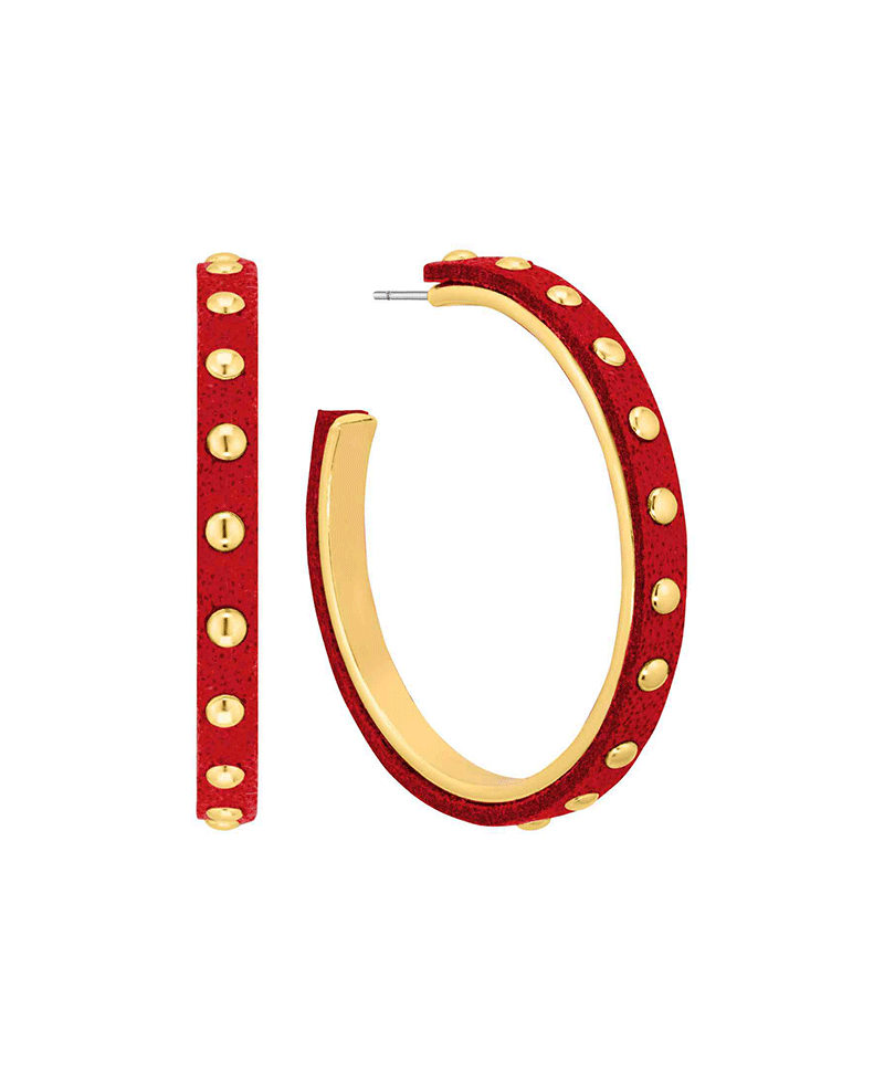 Metal w/ Leather 45mm Hoop Earring