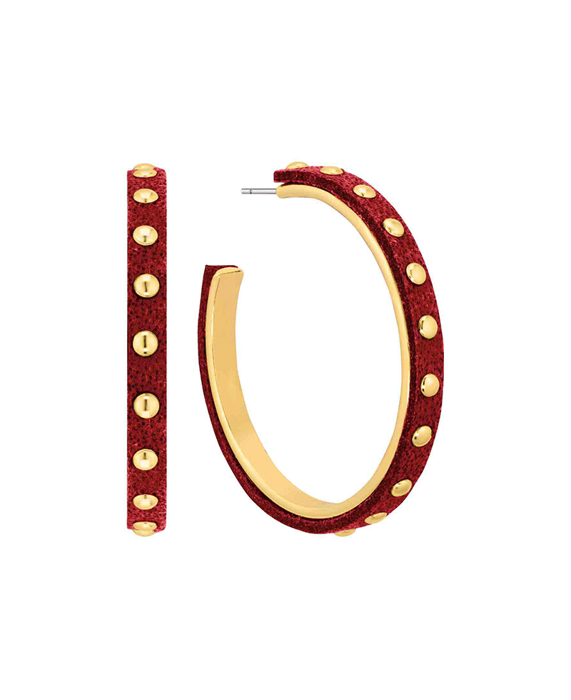 Metal w/ Leather 45mm Hoop Earring