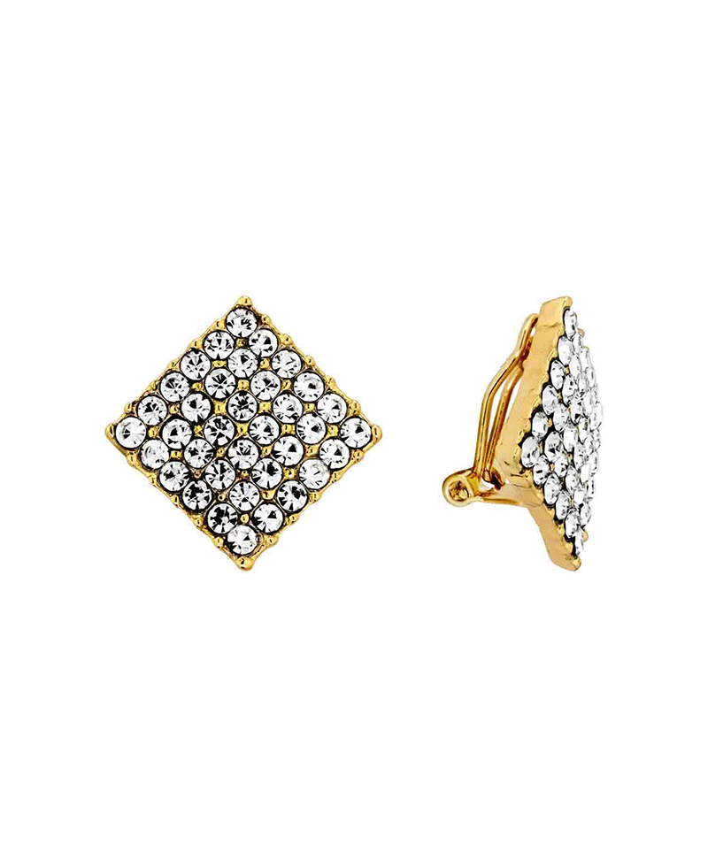 Paved Rhinestone Clip On Earring