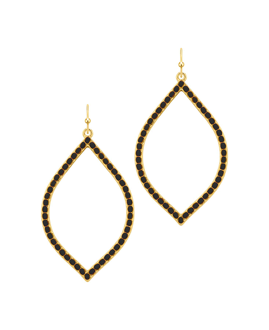 Metal Rhombus Shape w/ Color Beads Earring