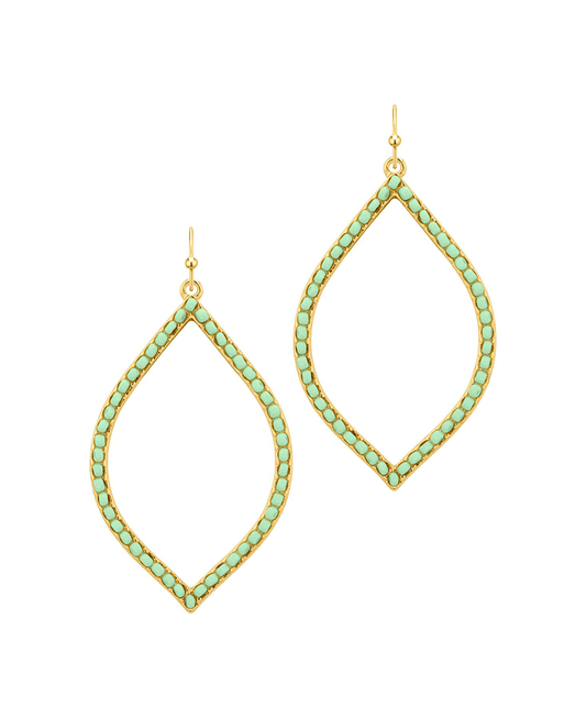 Metal Rhombus Shape w/ Color Beads Earring