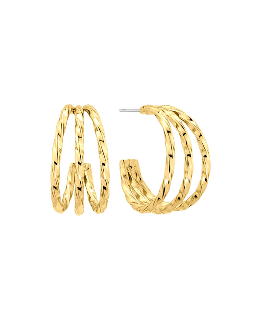 3 Line Metal 25mm Hoop Earring