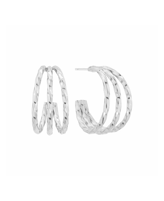 3 Line Metal 25mm Hoop Earring