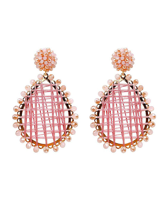 Glass Bead Wrapped Teardrop Earring