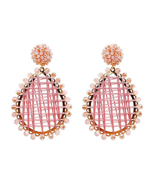 Glass Bead Wrapped Teardrop Earring