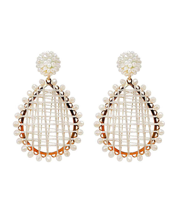 Glass Bead Wrapped Teardrop Earring