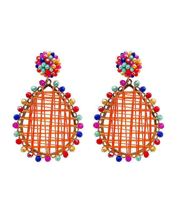 Glass Bead Wrapped Teardrop Earring