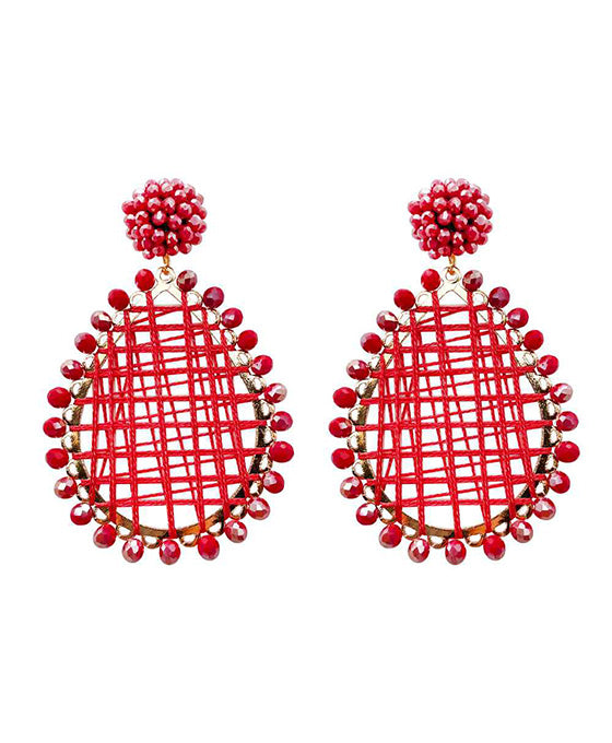 Glass Bead Wrapped Teardrop Earring