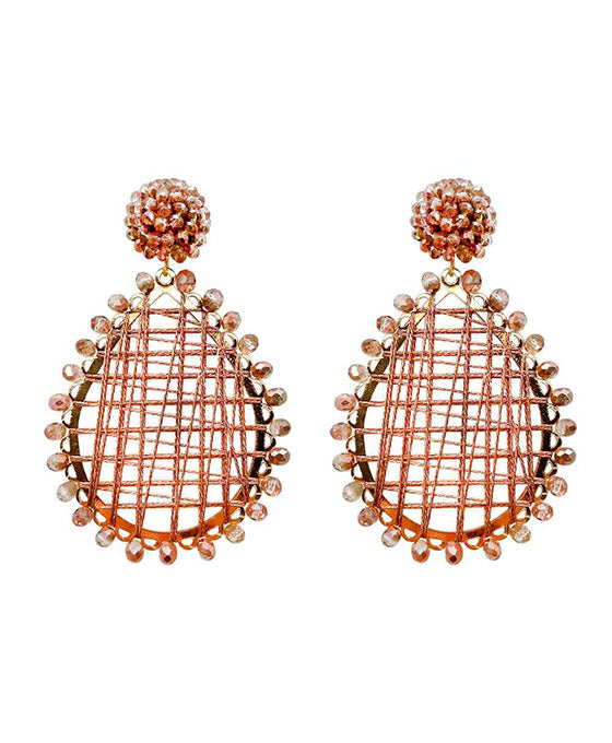 Glass Bead Wrapped Teardrop Earring