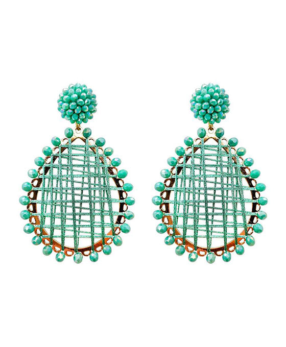 Glass Bead Wrapped Teardrop Earring