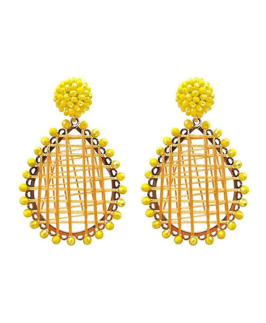 Glass Bead Wrapped Teardrop Earring