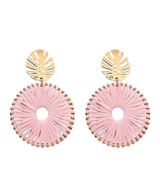 Raffia Wrapped Circle Earring