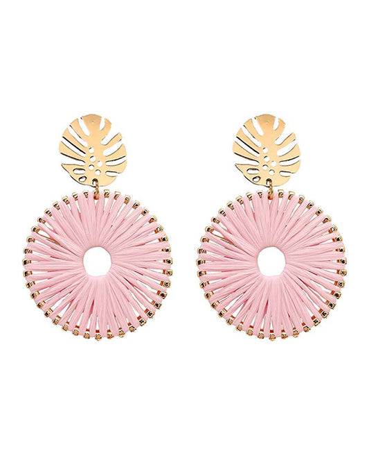 Raffia Wrapped Circle Earring