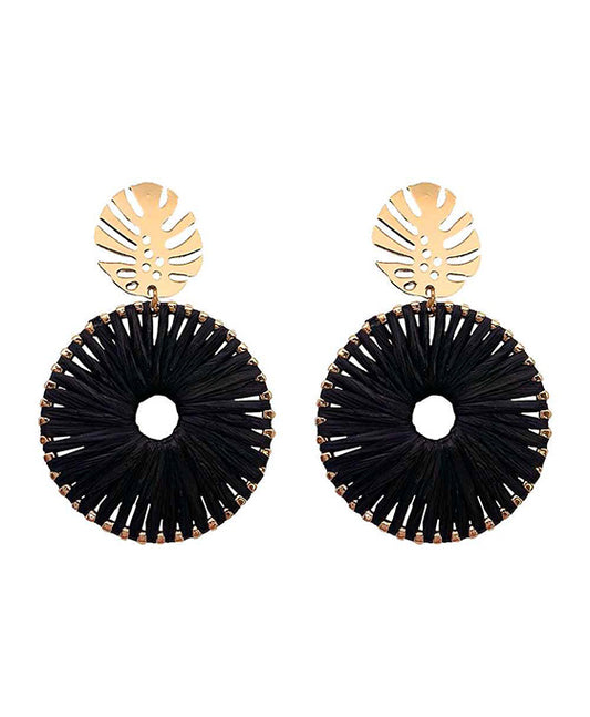 Raffia Wrapped Circle Earring